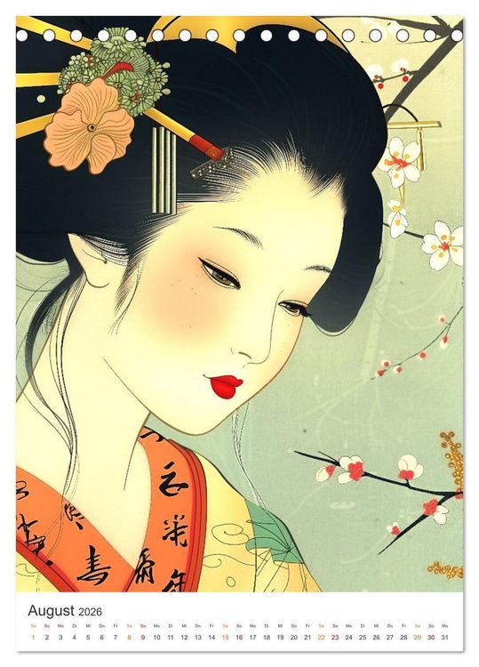 Produktbild: Geisha - Old School Poster Style (Tischkalender 2026 DIN A5 hoch), CALVENDO Monatskalender