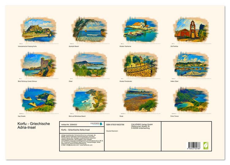Produktbild: Korfu - Griechische Adria-Insel (Wandkalender 2026 DIN A2 quer), CALVENDO Monatskalender