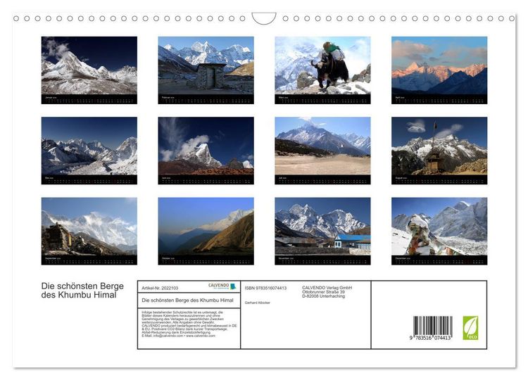 Produktbild: Die sch&ouml;nsten Berge des Khumbu Himal (Wandkalender 2026 DIN A3 quer), CALVENDO Monatskalender