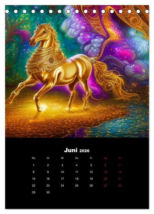 Produktbild: Pferde im goldenen Kleid (Tischkalender 2026 DIN A5 hoch), CALVENDO Monatskalender