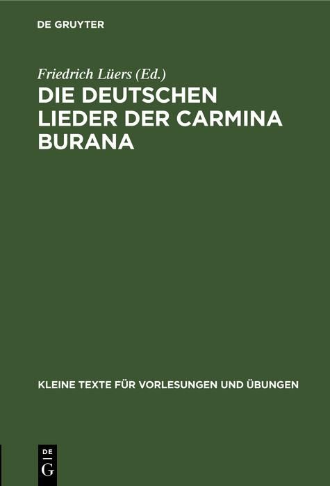 Produktbild: Die deutschen Lieder der Carmina Burana