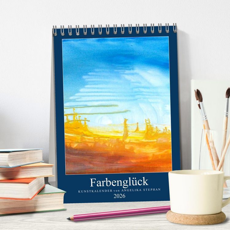 Produktbild: Kunstkalender Farbengl&uuml;ck 2026 (Tischkalender 2026 DIN A5 hoch), CALVENDO Monatskalender