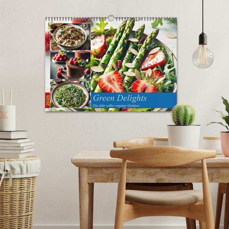 Produktbild: Green Delights - Ein Jahr voller veganer Gen&uuml;sse (Wandkalender 2026 DIN A3 quer), CALVENDO Monatskalender