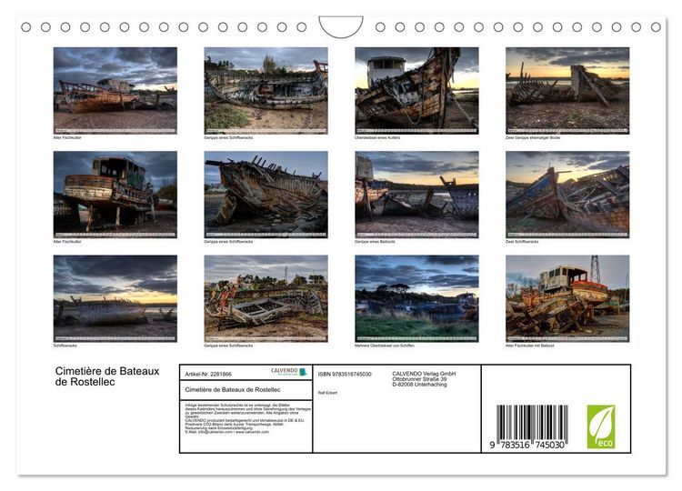 Produktbild: Cimeti&egrave;re de Bateaux de Rostellec (Wandkalender 2026 DIN A4 quer), CALVENDO Monatskalender