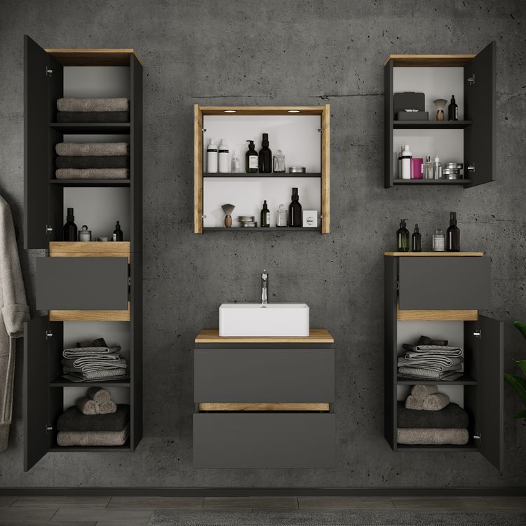 Produktbild: 6 tlg. Badm&ouml;bel-Set mit Waschbecken Cosila-A 60 cm