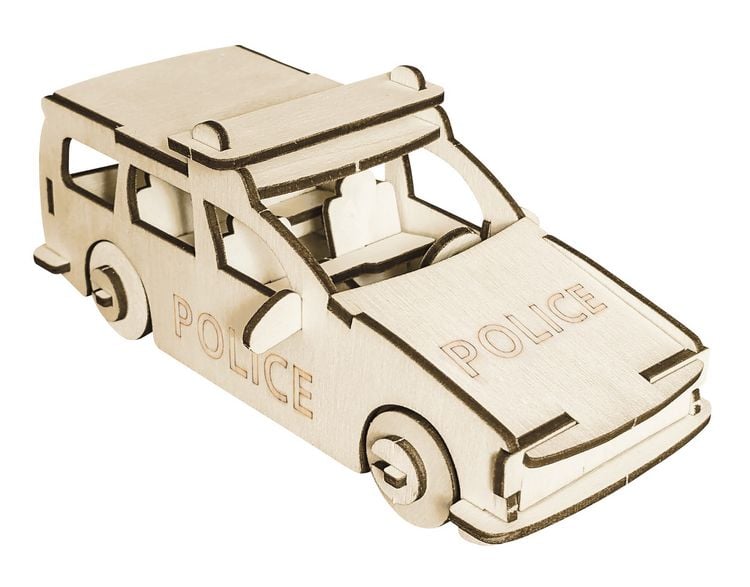 Produktbild: PEBARO 851/3L - Holzbausatz Polizeiauto, Laser cut Bastelset