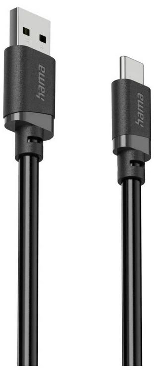 Produktbild: Hama USB-Ladekabel USB 2.0 USB-A Stecker, USB-C&reg; Stecker 0.5m Schwarz 00201818