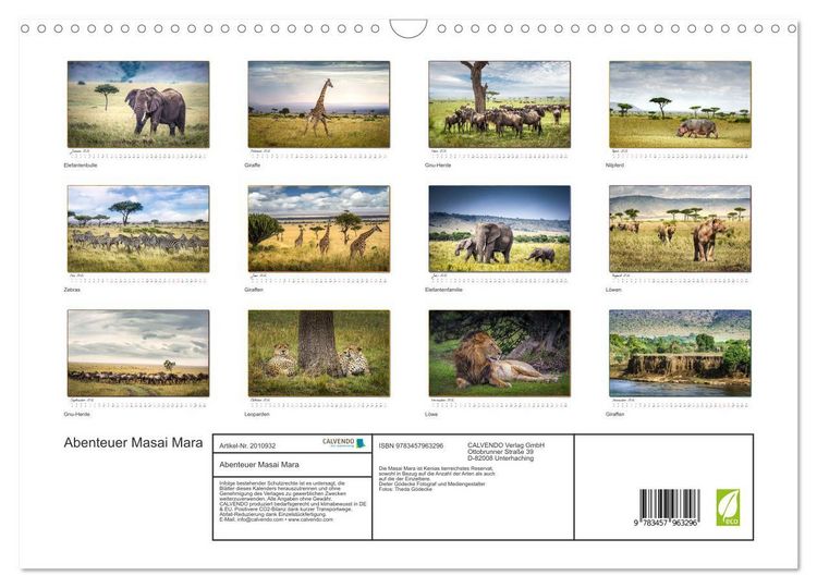 Produktbild: Abenteuer Masai Mara (Wandkalender 2026 DIN A3 quer), CALVENDO Monatskalender