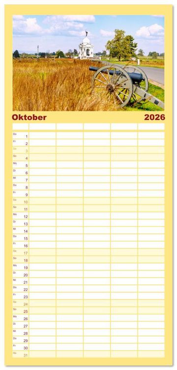 Produktbild: Familienplaner 2026 - Pennsylvania. Die Wiege der USA zwischen Tradition und Moderne mit 5 Spalten (Wandkalender, 21 x 45 cm) CALVENDO
