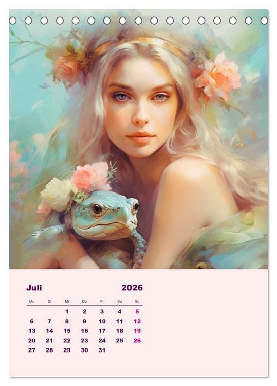 Produktbild: Elfen mit Krafttieren. Zauberhafte Lichtwesen (Tischkalender 2026 DIN A5 hoch), CALVENDO Monatskalender