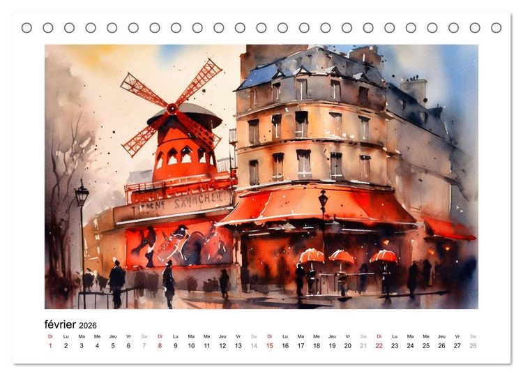 Produktbild: Paris, ville d'amour (Calendrier de bureau 2026 DIN A5 vertical), CALVENDO calendrier mensuel