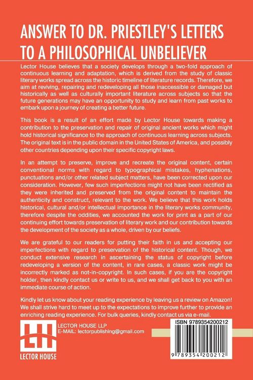 Produktbild: Answer To Dr. Priestley's Letters To A Philosophical Unbeliever