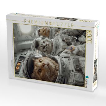 Produktbild: CALVENDO Puzzle Drei Katzen als Astronauten auf Mission im Weltall | 1000 Teile Lege-Gr&ouml;&szlig;e 64x48cm Foto-Puzzle f&uuml;r gl&uuml;ckliche Stunden