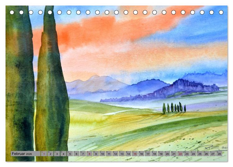 Produktbild: Toskana Aquarelle (Tischkalender 2026 DIN A5 quer), CALVENDO Monatskalender