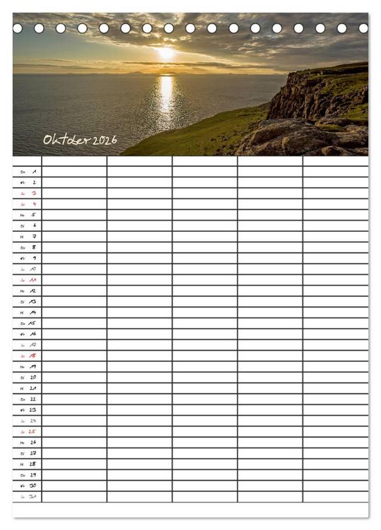 Produktbild: Isle of Skye - Schottlands Inseln - Familienplaner (Tischkalender 2026 DIN A5 hoch), CALVENDO Monatskalender