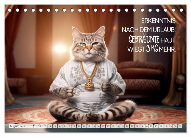 Produktbild: S&uuml;&szlig;e Katzen und coole Spr&uuml;che (Tischkalender 2026 DIN A5 quer), CALVENDO Monatskalender