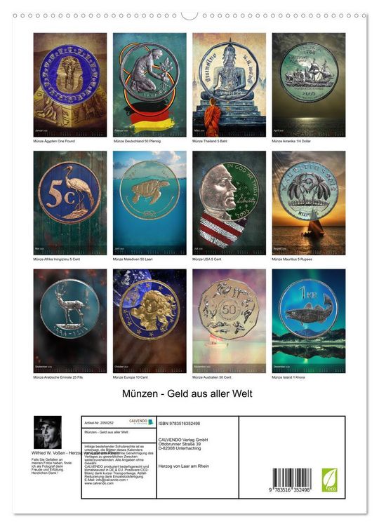 Produktbild: M&uuml;nzen - Geld aus aller Welt (hochwertiger Premium Wandkalender 2026 DIN A2 hoch), Kunstdruck in Hochglanz