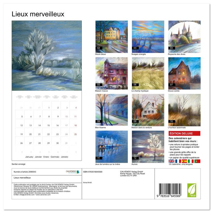 Produktbild: Lieux merveilleux (Calendrier mural carr&eacute; 2026 30x30 cm) Calendrier double avec une page pour vos prises de notes