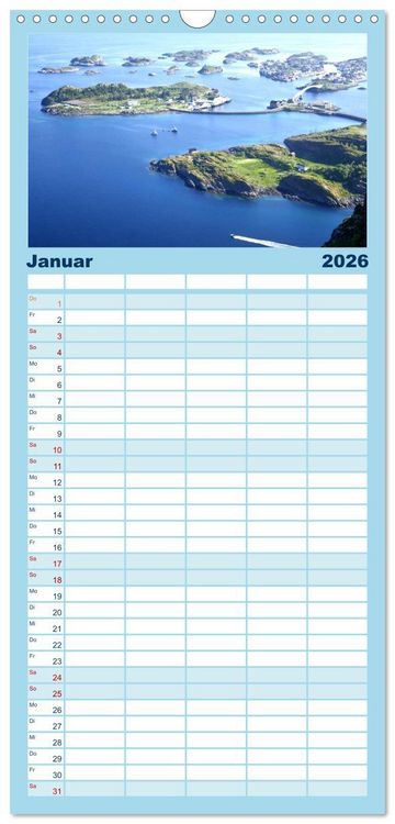 Produktbild: Familienplaner 2026 - Norwegen - Unterwegs auf den Lofoten mit 5 Spalten (Wandkalender, 21 x 45 cm) CALVENDO