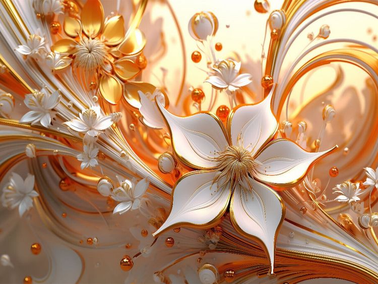 Produktbild: CALVENDO Puzzle Edle Bl&uuml;ten in orange und gold | 1000 Teile Lege-Gr&ouml;&szlig;e 64x48cm Foto-Puzzle f&uuml;r gl&uuml;ckliche Stunden
