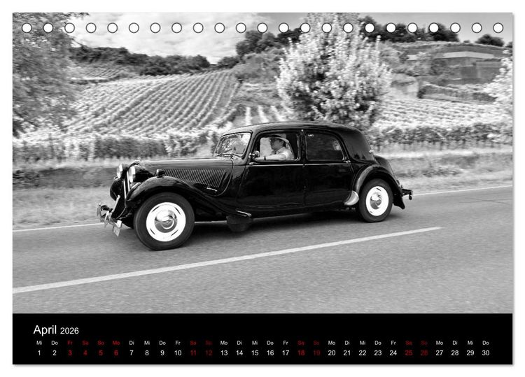 Produktbild: Citro&euml;n 11 CV Traction Avant in schwarzweiss (Tischkalender 2026 DIN A5 quer), CALVENDO Monatskalender