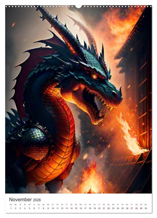 Produktbild: Die Magie der Drachen - Mystisches und Schauriges (hochwertiger Premium Wandkalender 2026 DIN A2 hoch), Kunstdruck in Hochglanz