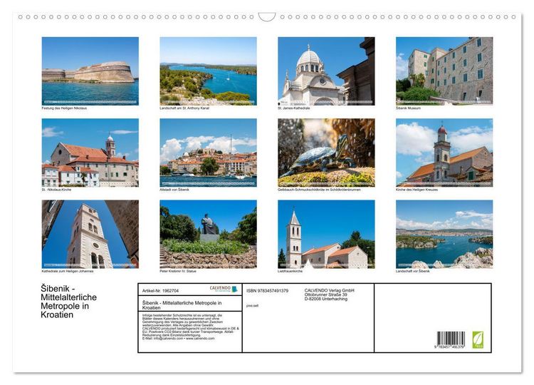 Produktbild: &Scaron;ibenik - Mittelalterliche Metropole in Kroatien (Wandkalender 2026 DIN A2 quer), CALVENDO Monatskalender