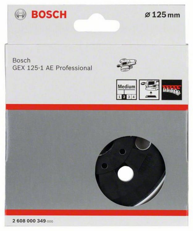 Produktbild: Bosch Accessories 2608000349 Schleifteller mittelhart, 125 mm, f&uuml;r GEX 125-1 AE Durchmesser 125 mm Passend f&uuml;r (Details) Exzenterschleifer GEX 125-1