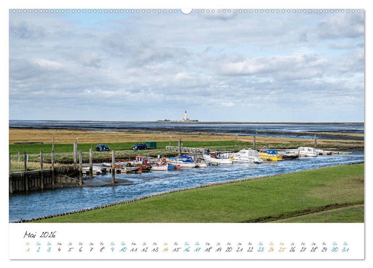 Produktbild: Nordfriesland - weiter Horizont, faszinierende Natur, idyllische St&auml;dte (Wandkalender 2026 DIN A2 quer), CALVENDO Monatskalender