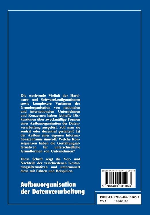 Produktbild: Aufbauorganisation der Datenverarbeitung