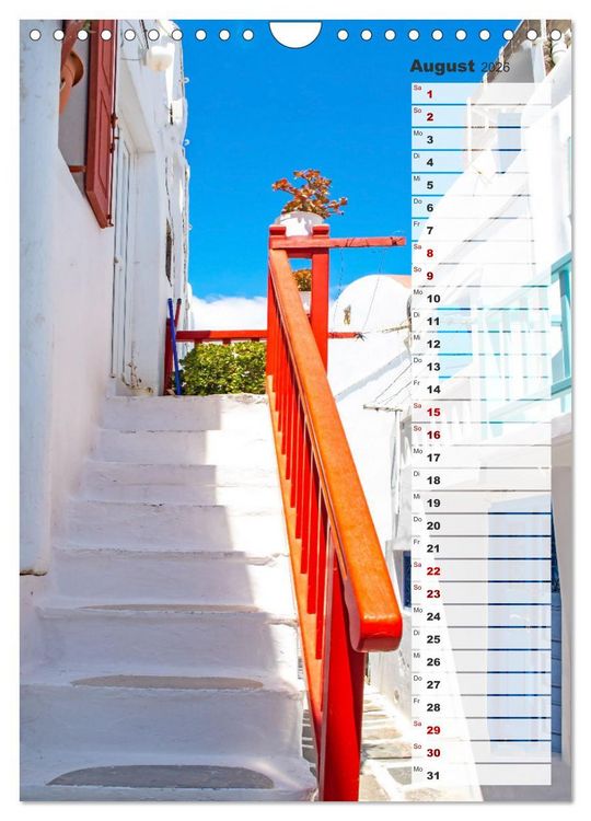 Produktbild: Bunte Treppen auf Mykonos - Reiseplaner (Wandkalender 2026 DIN A4 hoch), CALVENDO Monatskalender