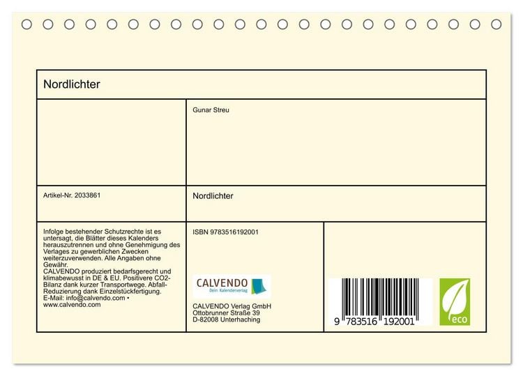 Produktbild: Nordlichter (Tischkalender 2026 DIN A5 quer), CALVENDO Monatskalender