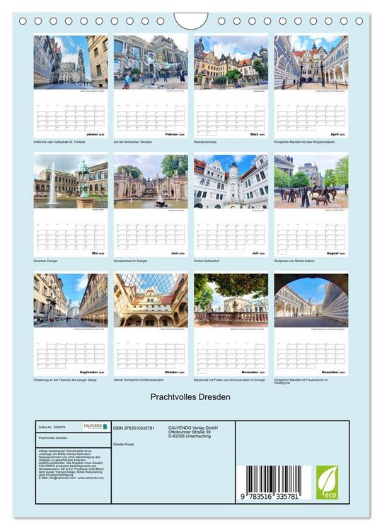 Produktbild: Prachtvolles Dresden (Wandkalender 2026 DIN A4 hoch), CALVENDO Monatskalender