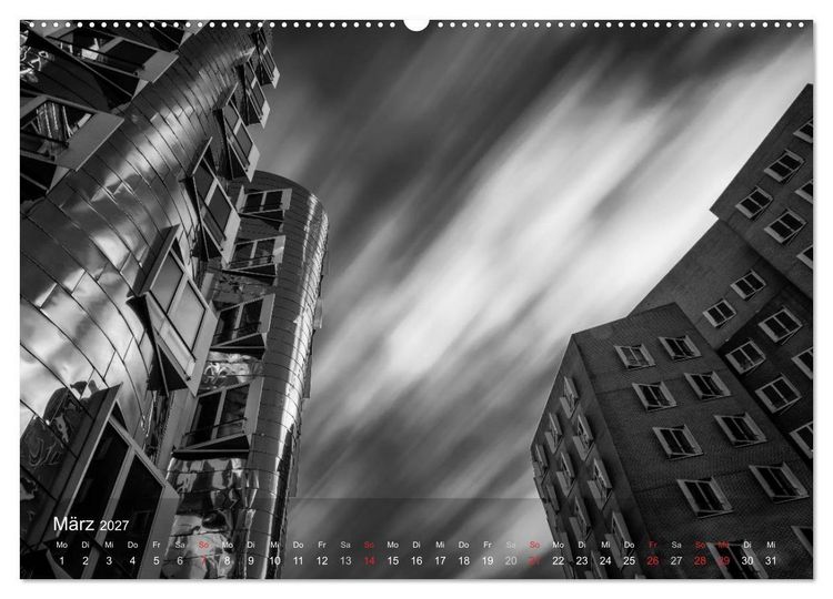 Produktbild: D&uuml;sseldorf Ansichten in Schwarz-Wei&szlig; (hochwertiger Premium Wandkalender 2027 DIN A2 quer), Kunstdruck in Hochglanz