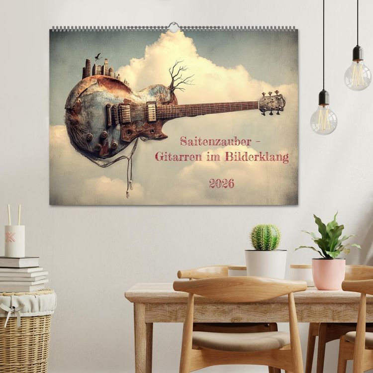 Produktbild: Saitenzauber &ndash; Gitarren im Bilderklang (Wandkalender 2026 DIN A2 quer), CALVENDO Monatskalender