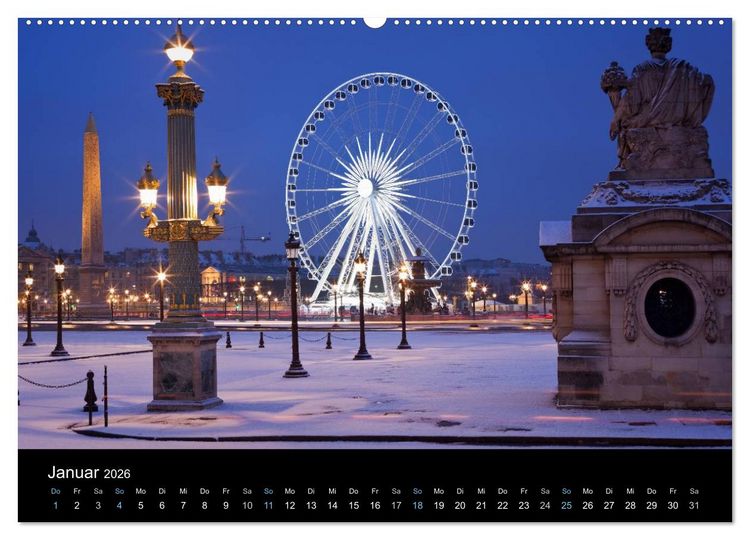 Produktbild: Paris bei Nacht 2026 (hochwertiger Premium Wandkalender 2026 DIN A2 quer), Kunstdruck in Hochglanz