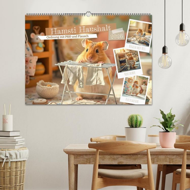 Produktbild: Hamsti Haushalt - Ordnung mit Pfiff und Flausch (Wandkalender 2026 DIN A2 quer), CALVENDO Monatskalender