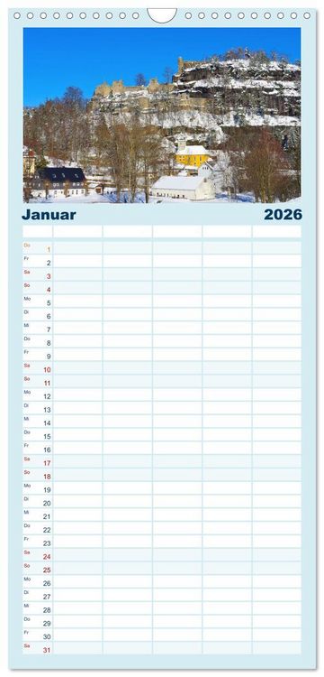 Produktbild: Familienplaner 2026 - Zittauer Gebirge - Deutschlands kleinstes Mittelgebirge mit 5 Spalten (Wandkalender, 21 x 45 cm) CALVENDO