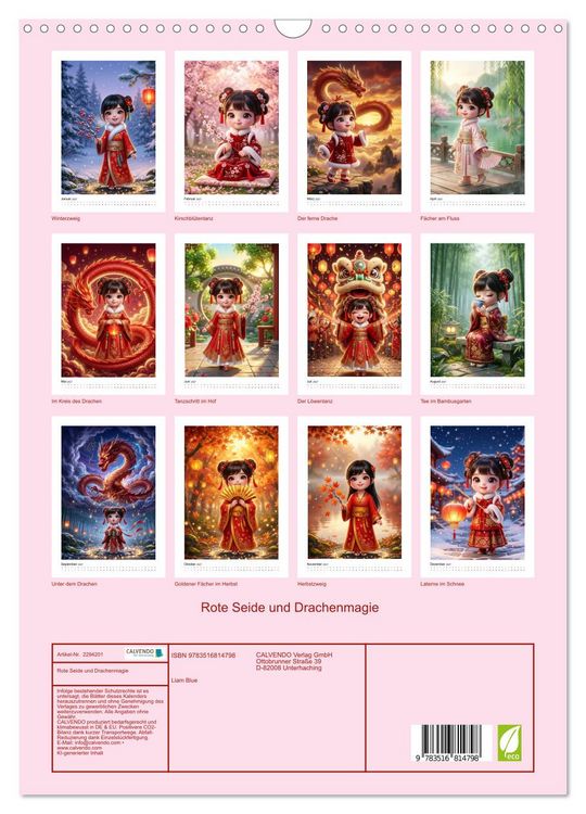 Produktbild: Rote Seide und Drachenmagie (Wandkalender 2027 DIN A3 hoch), CALVENDO Monatskalender