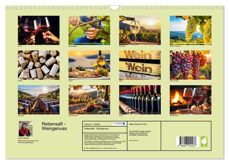 Produktbild: Rebensaft - Weingenuss (Wandkalender 2026 DIN A3 quer), CALVENDO Monatskalender