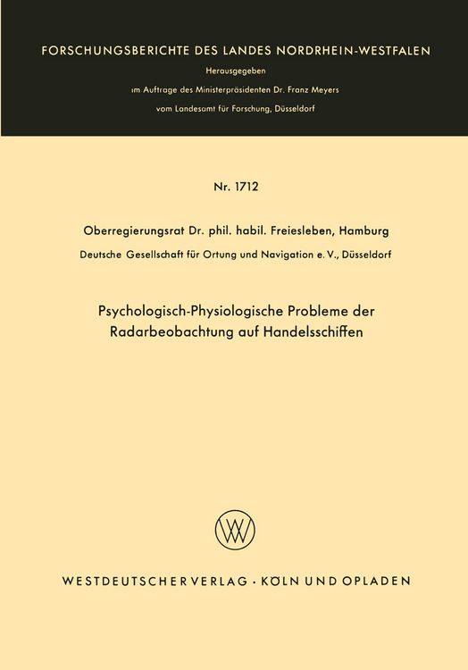 Produktbild: Psychologisch-Physiologische Probleme der Radarbeobachtung auf Handelsschiffen