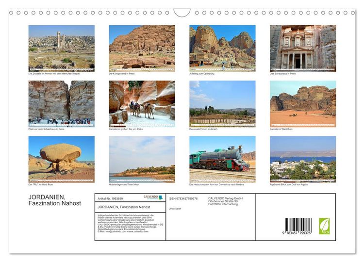 Produktbild: JORDANIEN, Faszination Nahost (Wandkalender 2026 DIN A3 quer), CALVENDO Monatskalender
