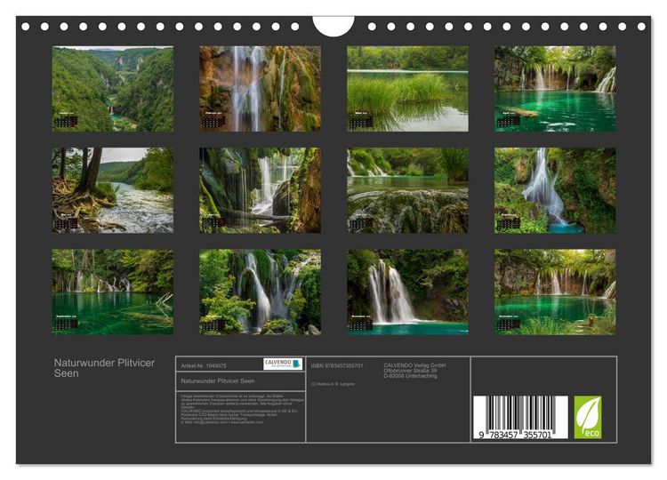 Produktbild: Naturwunder Plitvicer Seen (Wandkalender 2026 DIN A4 quer), CALVENDO Monatskalender
