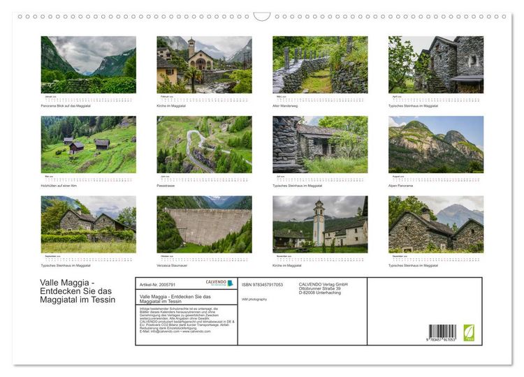 Produktbild: Valle Maggia - Entdecken Sie das Maggiatal im Tessin (Wandkalender 2026 DIN A2 quer), CALVENDO Monatskalender