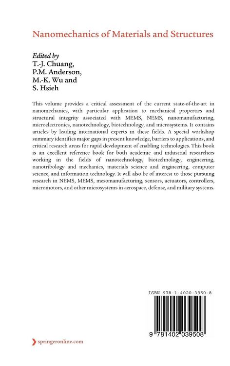 Produktbild: Nanomechanics of Materials and Structures