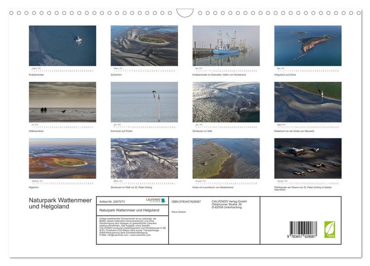 Produktbild: Naturpark Wattenmeer und Helgoland (Wandkalender 2026 DIN A3 quer), CALVENDO Monatskalender