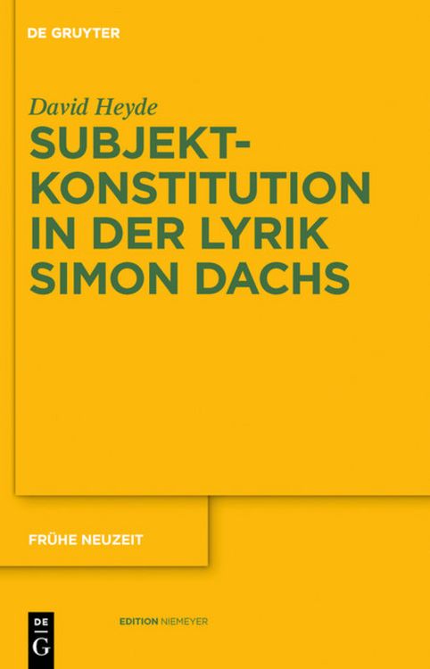 Produktbild: Subjektkonstitution in der Lyrik Simon Dachs