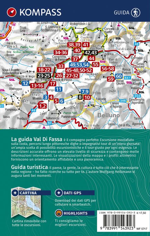 Produktbild: KOMPASS guida escursionistica Val di Fassa / Fassatal, 60 itinerari