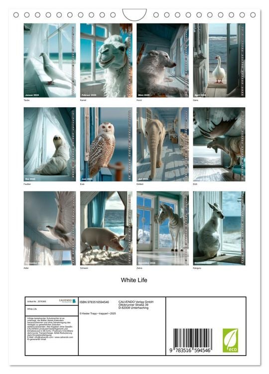 Produktbild: White Life (Wandkalender 2026 DIN A4 hoch), CALVENDO Monatskalender