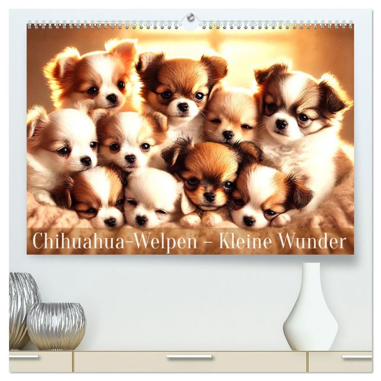 Produktbild: Chihuahua-Welpen &ndash; Kleine Wunder (hochwertiger Premium Wandkalender 2026 DIN A2 quer), Kunstdruck in Hochglanz